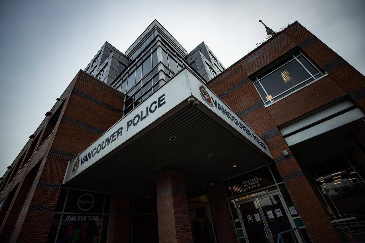 The Vancouver Police Department is among 11 defendants being sued by the family of a Vancouver police officer who took her own life in January 2019. THE CANADIAN PRESS/Darryl Dyck