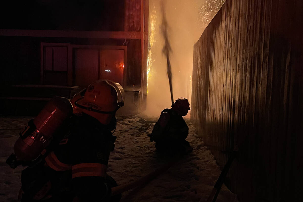 Six fire departments responded to a structure fire at the Riverside Resort in Dashwood the evening of Dec. 4. (Dashwood Fire Department photo)
