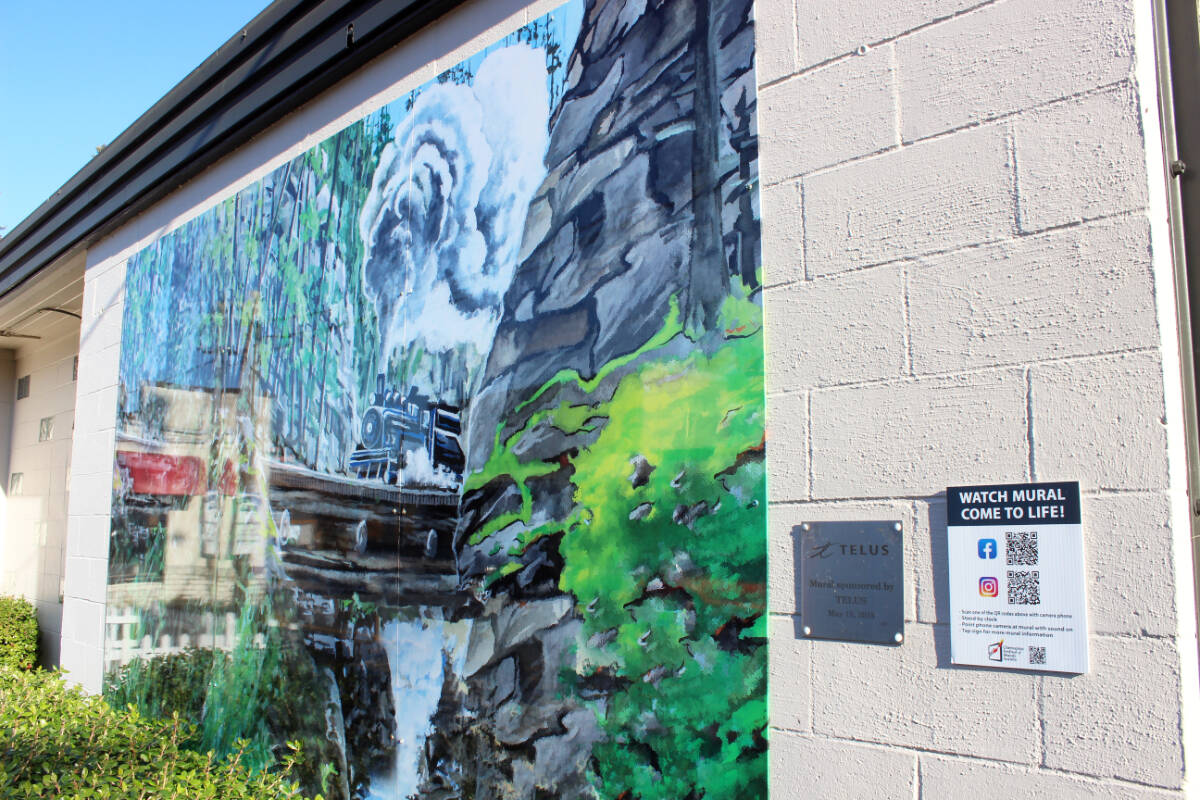 The Steam Train On Bridge Over Chemainus River that includes the augmented reality feature, with instructions at the site. (Photo by Don Bodger)