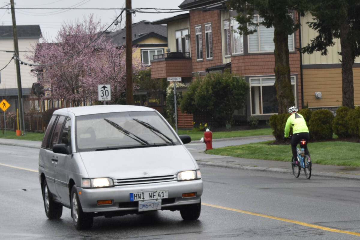 Sidney’s new active transportation plan prepared by Urban Systems appeared before council meeting as committee of the whole Monday. It points among other issues to the possibility of improved cycling infrastructure along Resthaven Drive, improvements with impacts on parking. (Black Press Media file photo)