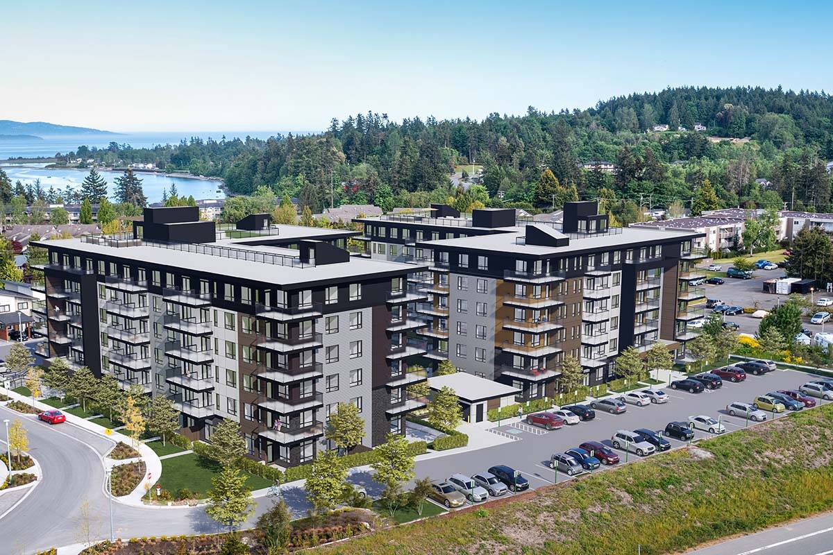 Construction of two six-storey rental buildings with 235 units is underway near the intersection of Highway 17 and Mount Newton Cross Road. (Rendering courtesy Starlight Developments)