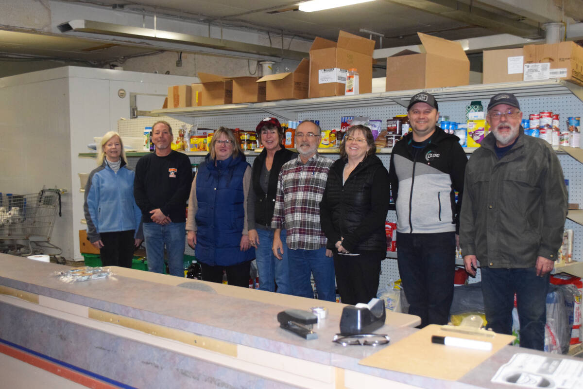 The Campbell River Food Bank's staff is small and mighty, but Manager Joanne Watson says they need more as they head into the holidays and 2023. Pictured here are Volunteers (Left to Right): Cynthia Barnes,warehouse manager Josh Orwin, manager Jo Watson, Annie Hildebrand, Sandra Rushton, Anatolii Samoilyk, and Driver Ross Milnthrop. Photo Edward Hitchins/Campbell River Mirror