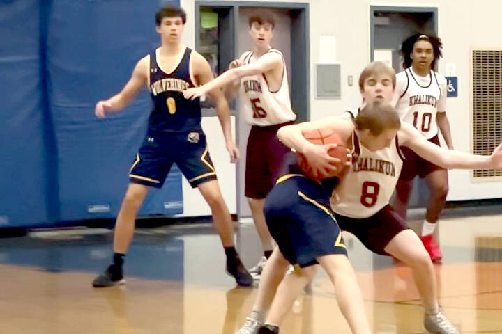 Wolverines defeated Kwalikum Secondary School 66-34 to earn a spot in the finals for the Ladysmith Junior Boys Tournament. (Contributed - Trevor Bligh)