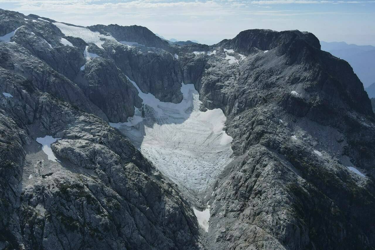 The Coquitlam Glacier is shown in this 2022 handout photo. On a mountain high above the residents of Metro Vancouver, tucked inside a north-facing gully, the region’s last remaining glacier is disappearing fast. The Coquitlam Glacier has survived 4,000 to 5,000 years thanks to its sheltered location on the east side of the Coquitlam watershed. THE CANADIAN PRESS/HO - Metro Vancouver