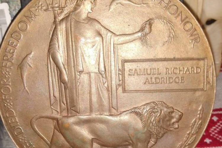 Mike Aldridge is on the hunt for his late great-uncle’s “death penny” lost some time during travels between Victoria and Gabriola Island. The uncle’s name, Samuel Richard Aldridge is on the face of the coin. (Courtesy Mike Aldridge)