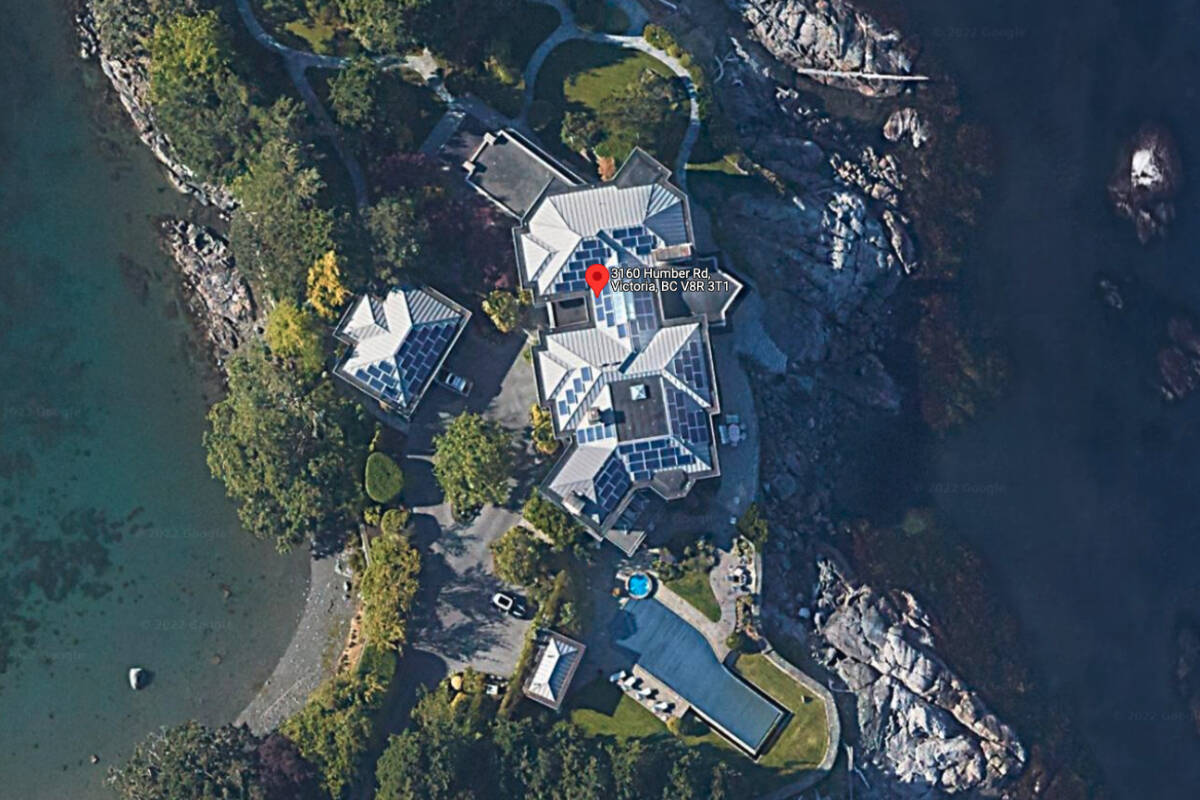 The top single family residence in B.C. this year is 3160 Humber Rd. at $16,828,000. The Oak Bay waterfront home is also the fifth priciest residential property on Vancouver Island according to BC Assessment rolls. (Google maps)