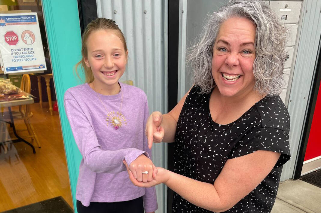 10-year-old Ivy Costello and YANA executive director Kelly Barnie show off Ivy’s new diamond ring. Photo supplied