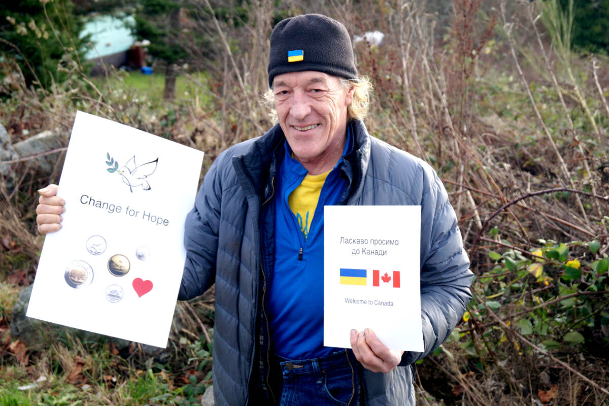 Sooke resident Bill Romaniuk has launched a fundraiser to help Ukrainians new to Canada navigate Canadian currency. (Rick Stiebel - Sooke News Mirror)