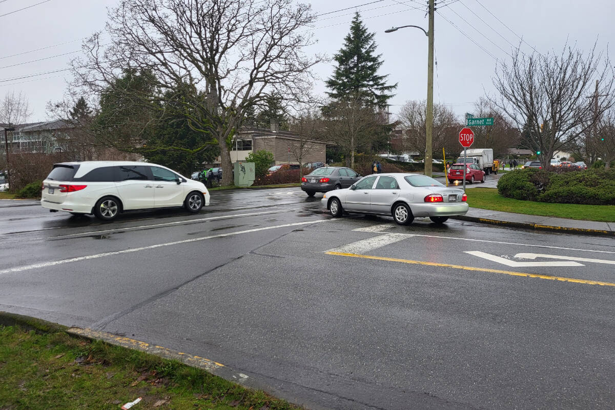Traffic back up on the corner of Garnet Road and Cedar Hill Road (Courtesy of Janet Black)