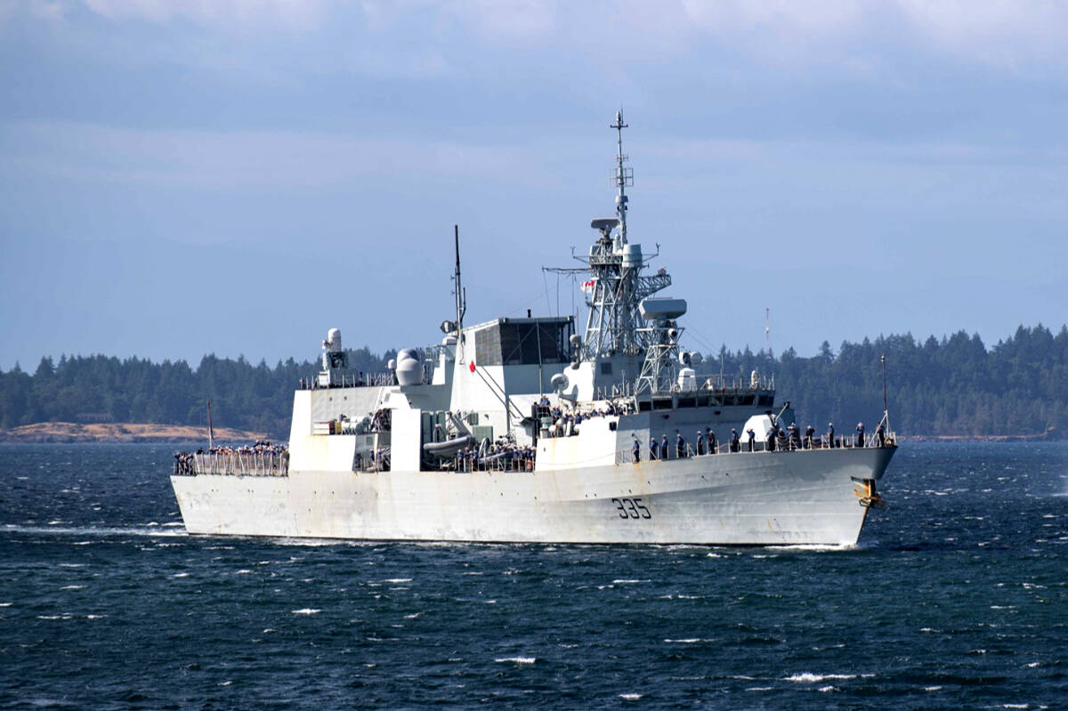 HMCS Calgary returns to CFB Esquimalt from an overseas operation. The ship will be one of many using Whiskey Hotel to conduct surface gunnery training beginning this year. (Cpl. Jay Naples – Canadian Armed Forces)