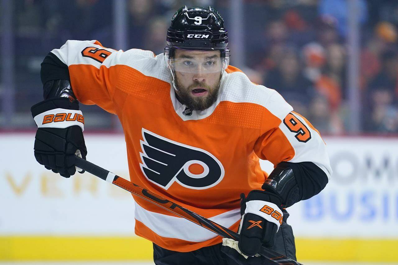 FILE - Philadelphia Flyers' Ivan Provorov plays during an NHL hockey game, Thursday, Oct. 13, 2022, in Philadelphia. Flyers coach John Tortorella continues to defend defenseman Ivan Provorov following his boycott of the team’s Pride night festivities. (AP Photo/Matt Slocum, File)