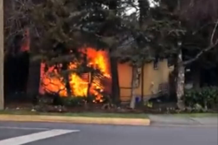 The house on fire was near Pemberton Park in Victoria. (Courtesy of Ray Bernoties)