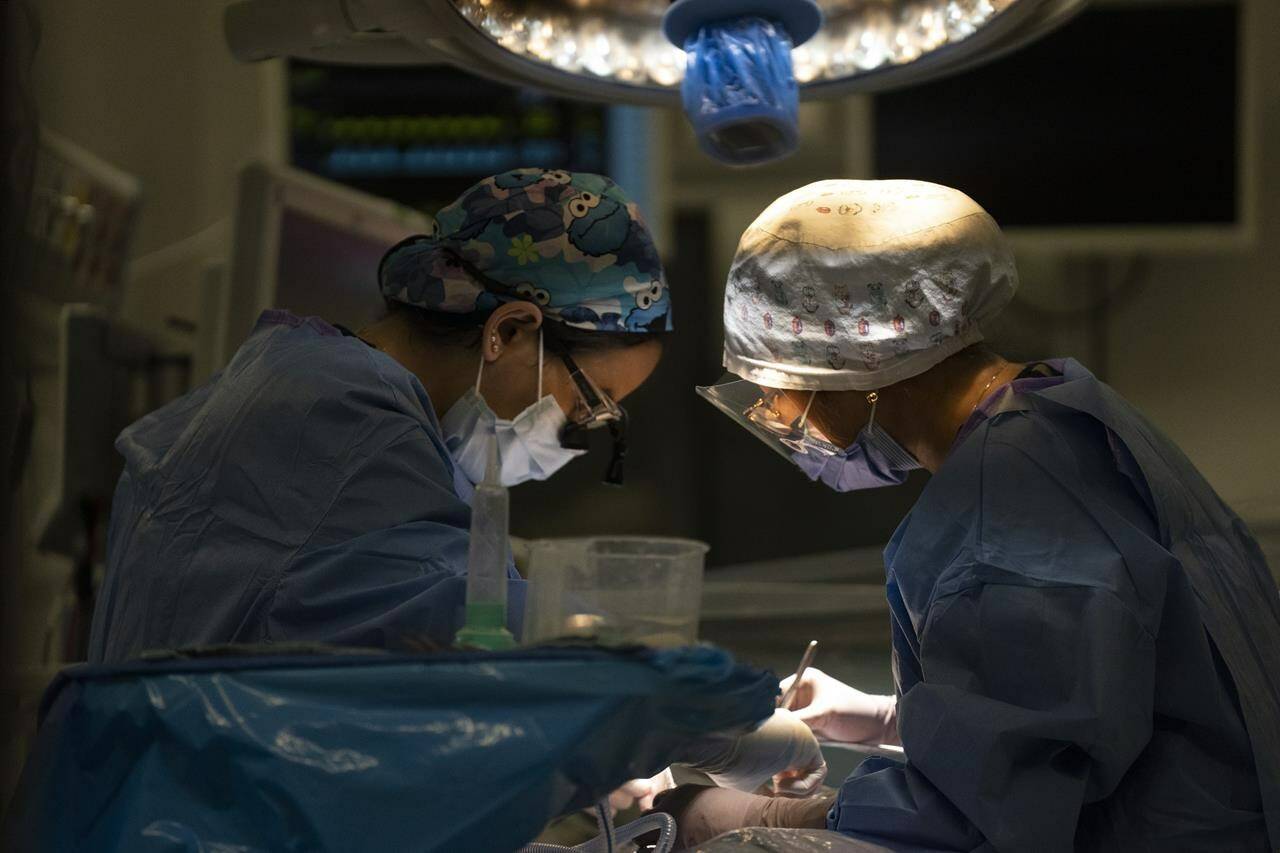 Training of surgeons in Canada has taken a heavy knock from the chaos of the COVID-19 pandemic, and some doctors say their clinical education has been delayed again in recent months as many hospitals across the country cancelled elective procedures to keep up with emergency care. A surgery is performed in the operating room in Toronto’s Hospital for Sick Children on Wednesday, November 30, 2022. THE CANADIAN PRESS/Chris Young