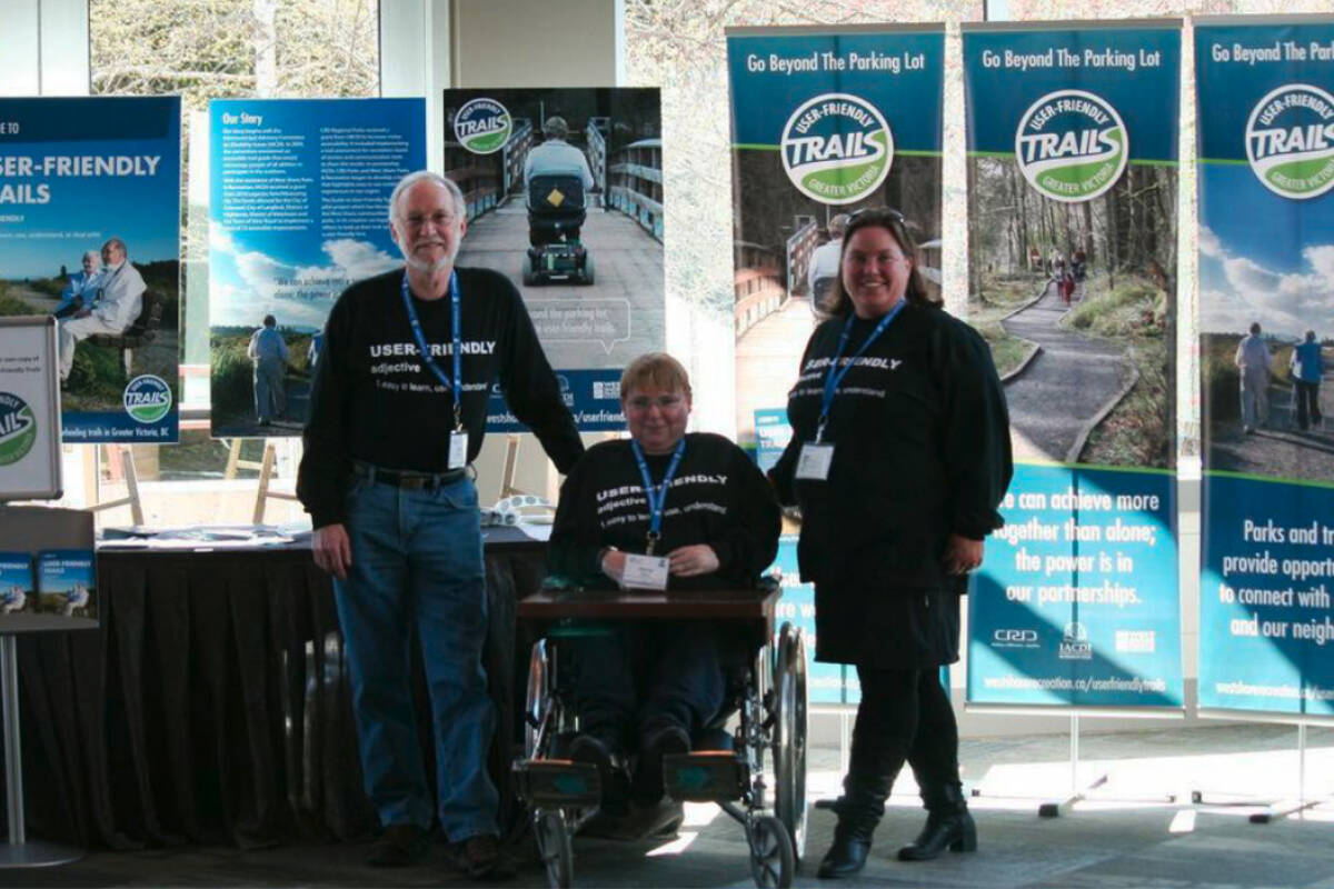 Pictured alongside her father Dave Essery and Bobbi Neal with West Shore Parks and Recreation, Marnie Essery has been chair of the Intermunicipal Advisory Committee on Disability Issues for nearly 30 years. The committee has been advocating on behalf of all residents, regardless of ability, within the West Shore and Greater Victoria regions since 1989. (Courtesy of Marnie Essery)