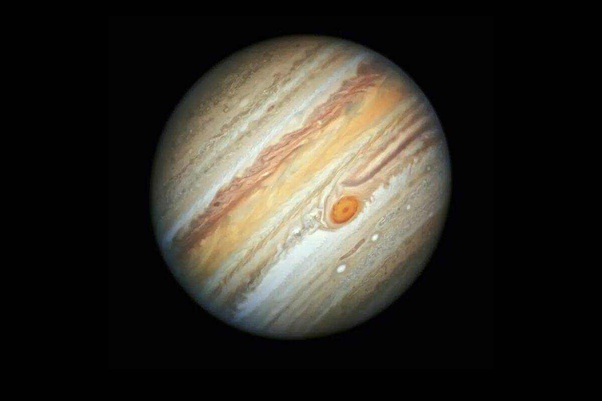 This photo made available by NASA shows the planet Jupiter, captured by the Hubble Space Telescope, on June 27, 2019. On Friday, Feb. 3, 2023, scientists said they have discovered 12 new moons around the gas giant, putting the total count at a record-breaking 92. That's more than any other planet in our solar system. (NASA, ESA, A. Simon/Goddard Space Flight Center, M.H. Wong/University of California, Berkeley via AP)