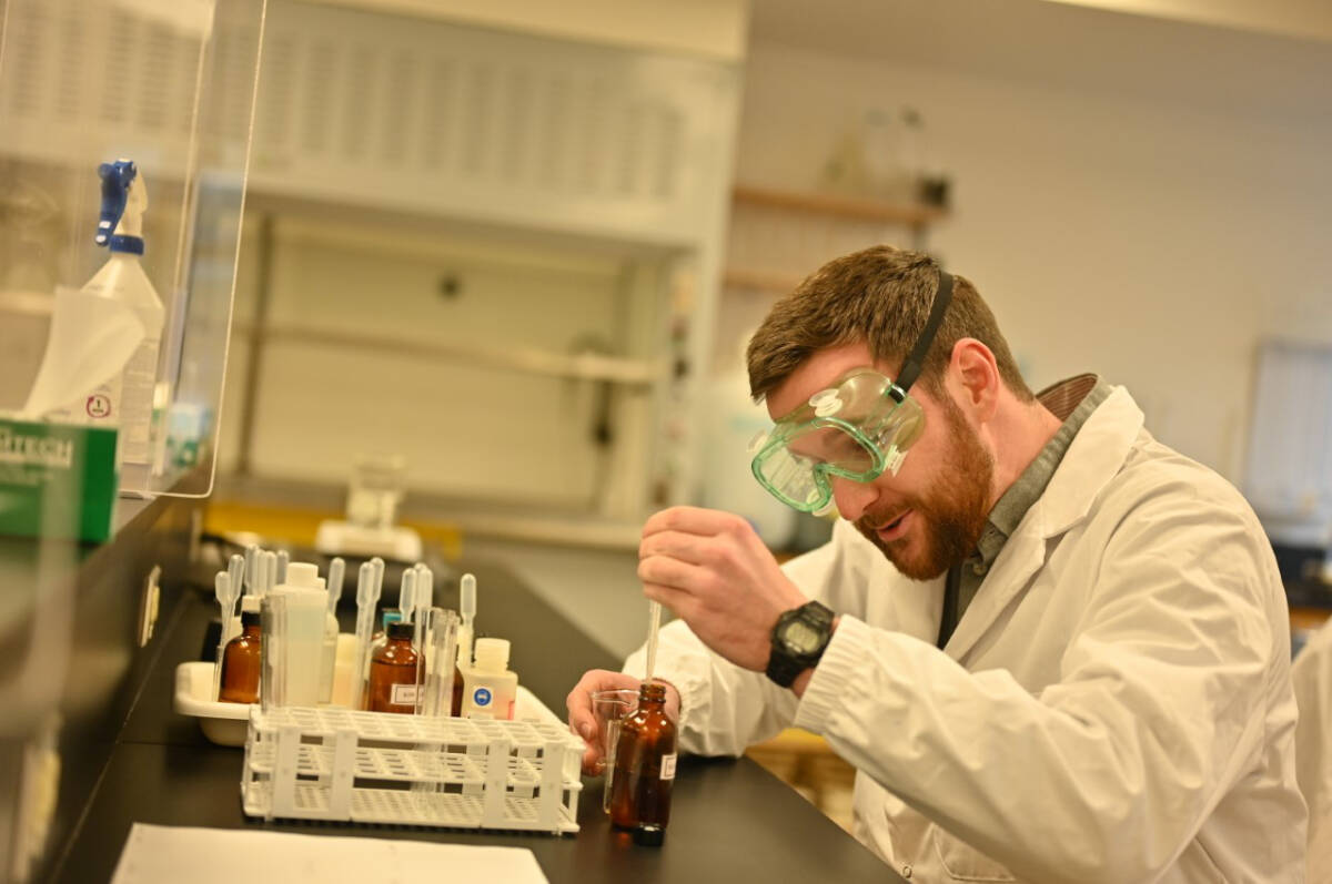 North Island College student Vincent Michaud in the chemistry lab at NIC’s Campbell River campus. Photo supplied
