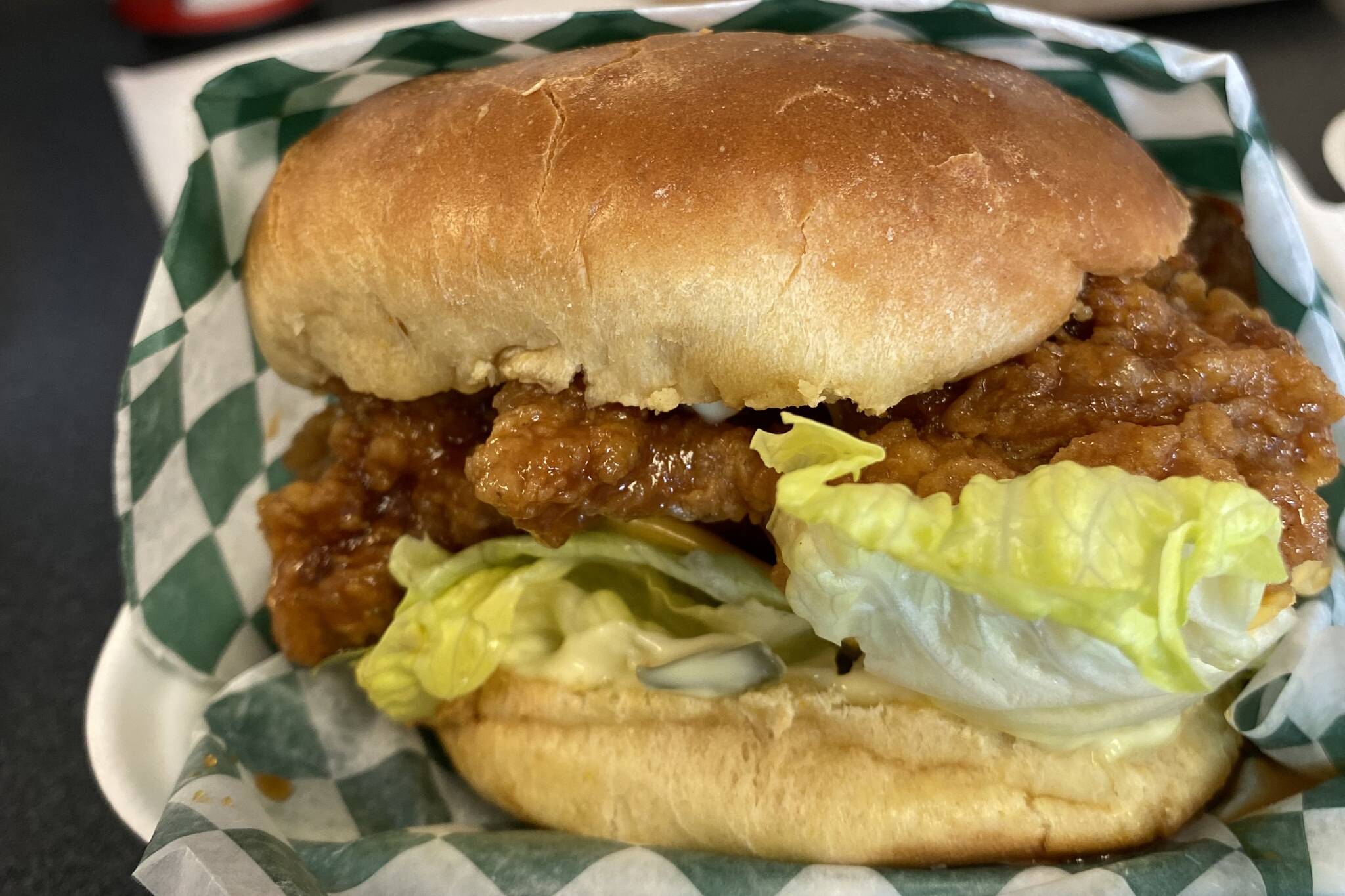 A fried chicken sandwich at Smile Chicken. (Chris Campbell photo for Black Press Media)