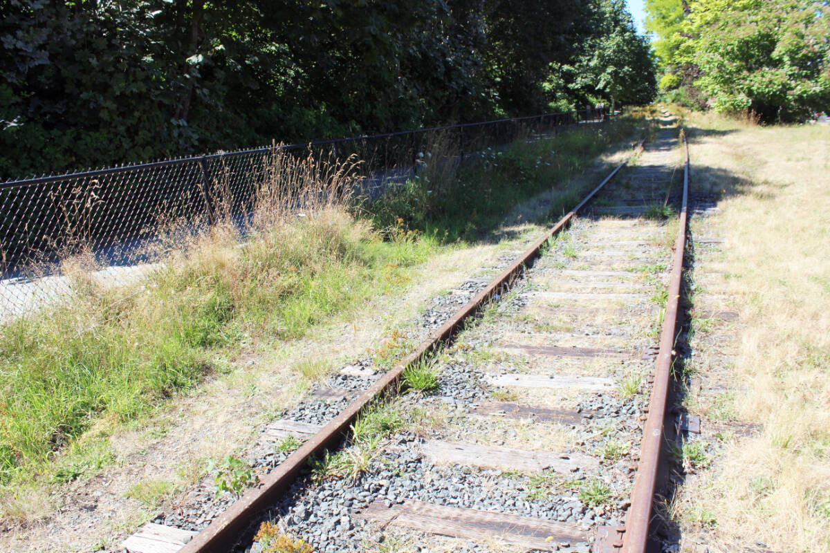 Abandoned train tracks adjacent to the Cowichan Valley Trail through Chemainus. (Photo by Don Bodger)