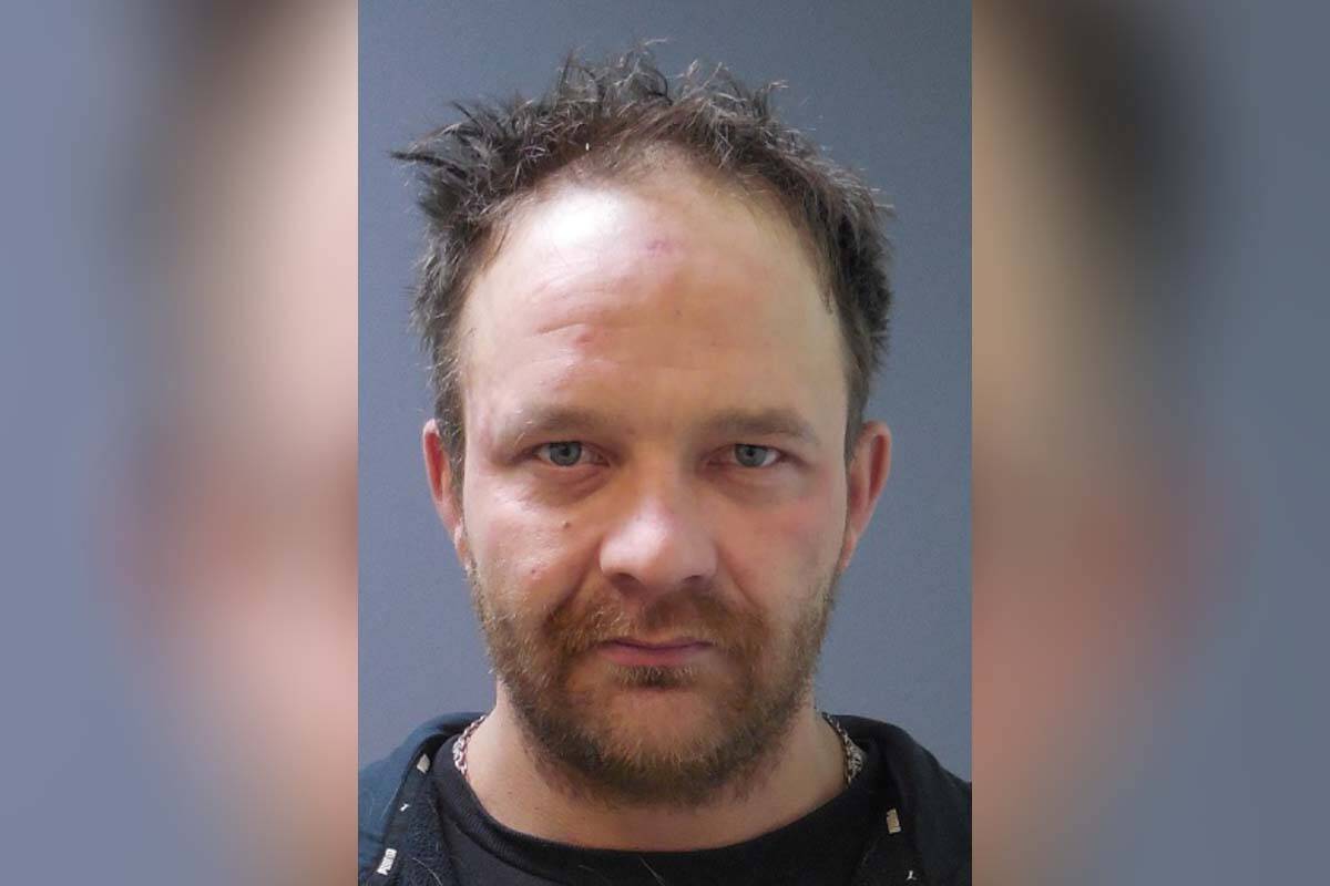 Creston RCMP are seeking public assistance in locating Chad Meszarosi who is wanted on 32 separate charges. (RCMP handout photo)