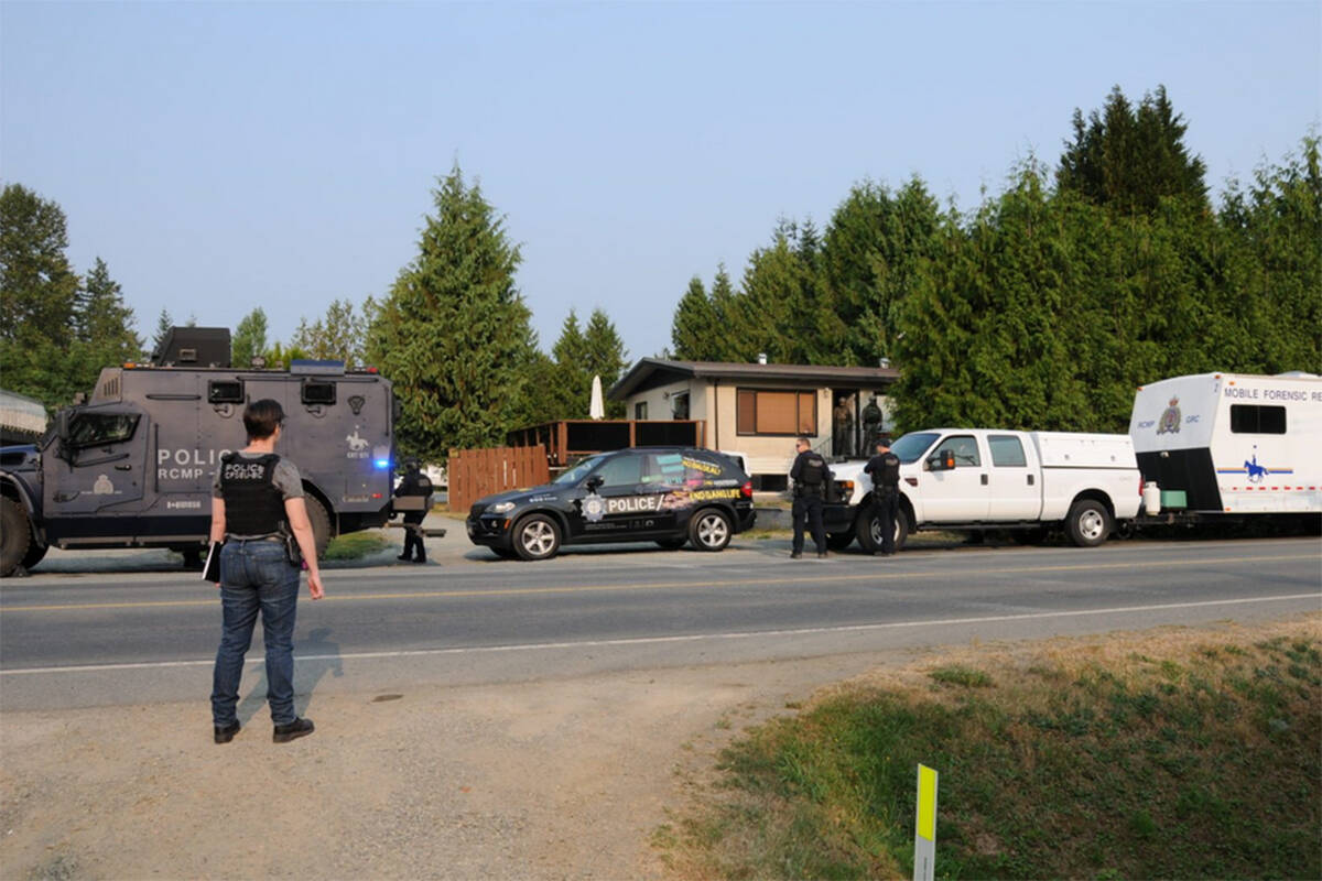 Police executed a search warrant at the Devils Army Clubhouse on Petersen road in Campbell River on August 10, 2017. File photo