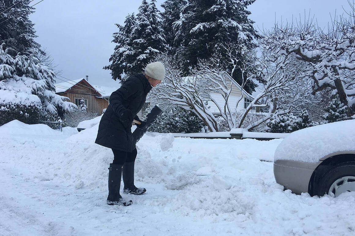 The Town of Comox will fund the Snow Angels Program which co-ordinates a group of volunteers to assist with sidewalk snow clearing within the town. Black Press file photo