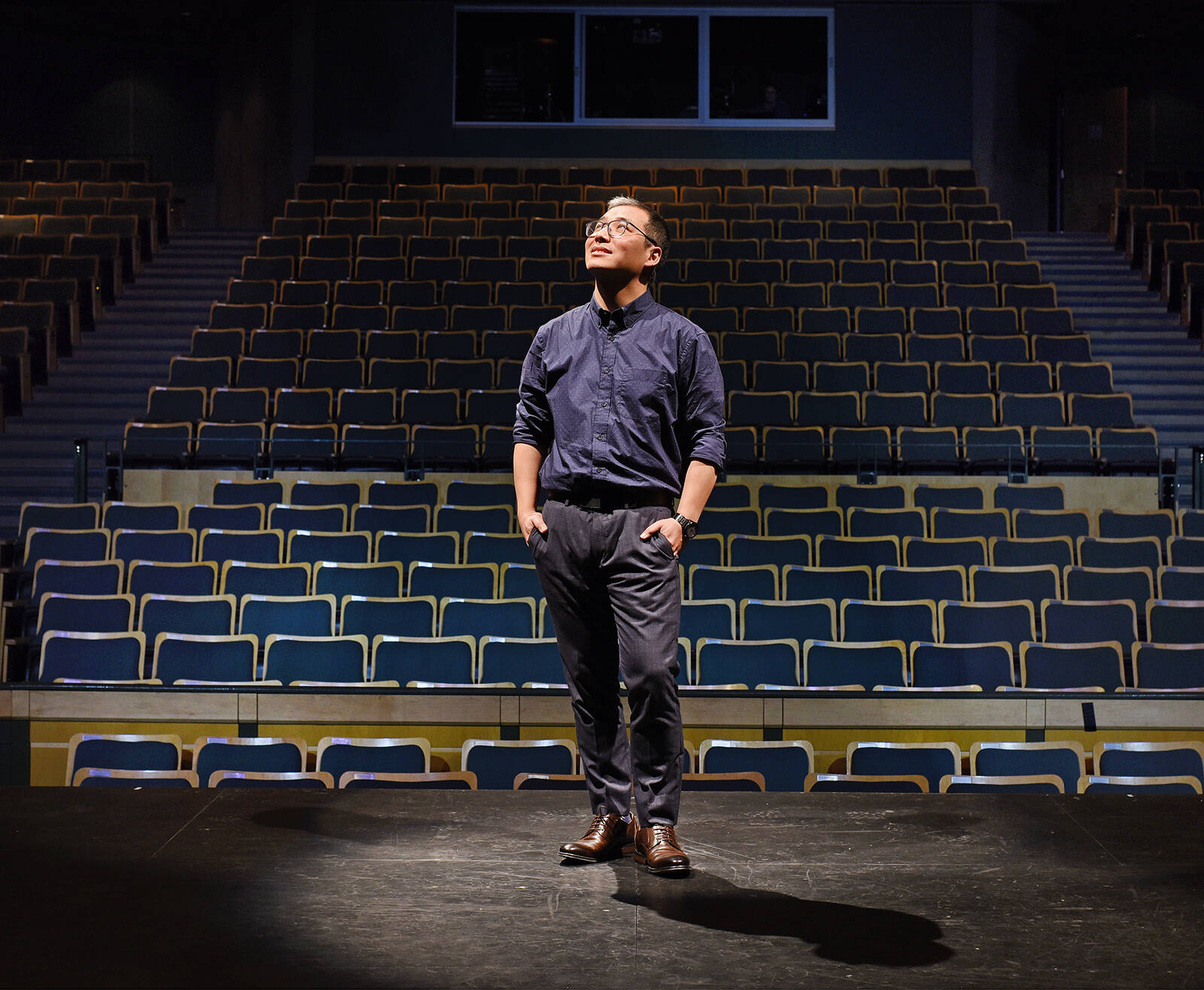 January 17, 2023 - David Warburton is the Executive Director of  the Port Theatre in Nanaimo . He was photographed on the theatre stage. Don Denton photo