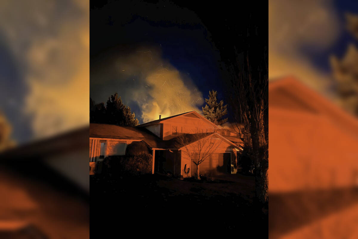 Firefighters were called at around 5:15 a.m. Wednesday (April 5) about a house ablaze on Triest Crescent in the Gordon Head area. (Submitted by Helmar Prael)