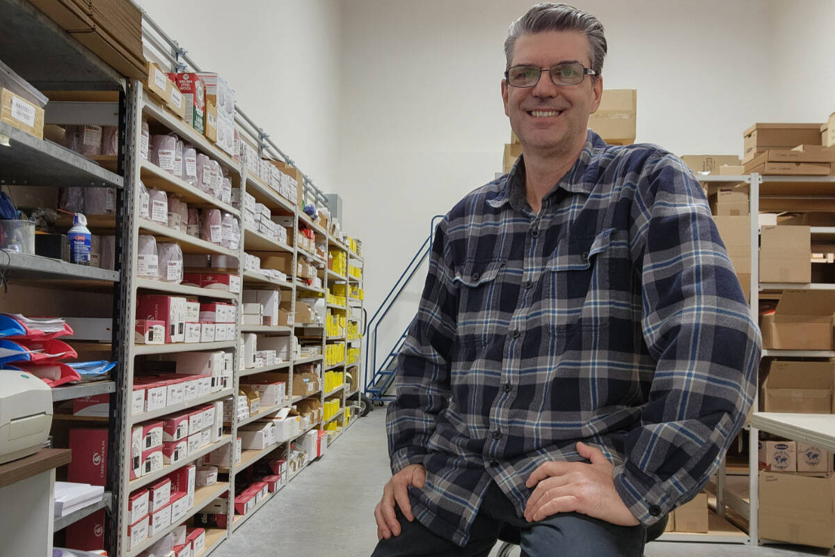 Robert McDonald in the Skookum Tools warehouse in Langford. The business is up for a provincial award for e-commerce. (Courtesy Skookum Tools)