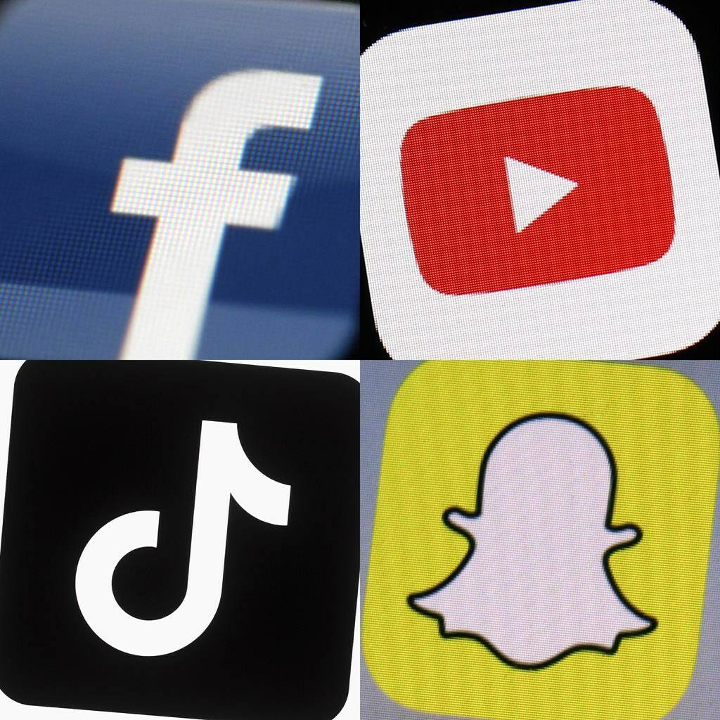 Content creators who typically avoid politics have spent the last year diving into the parliamentary process as they’ve watched the Liberal government’s controversial online streaming act move through the bill’s various stages. This combination of 2017-2022 photos shows the logos of Facebook, YouTube, TikTok and Snapchat on mobile devices. THE CANADIAN PRESS/AP