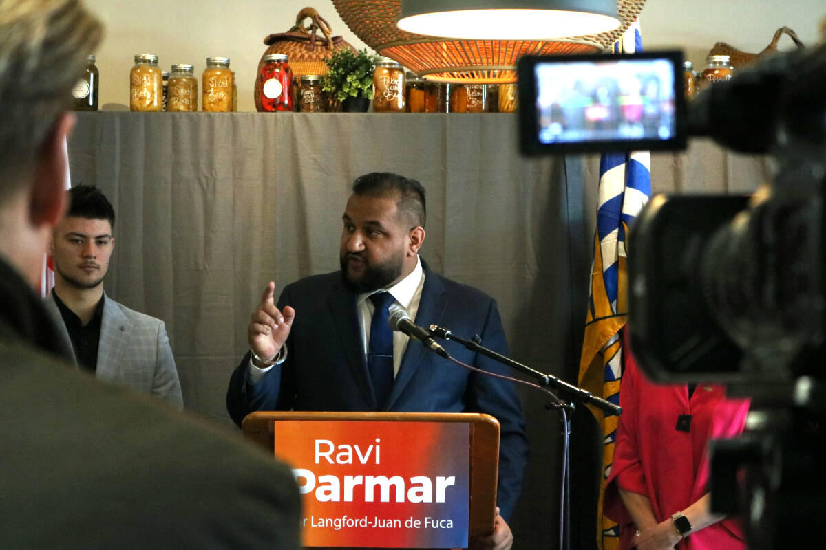 Ravi Parmar on Wednesday (April 12) announced his candidacy for the NDP to fill the seat vacated by former premier John Horgan. (Bailey Moreton/News Staff)