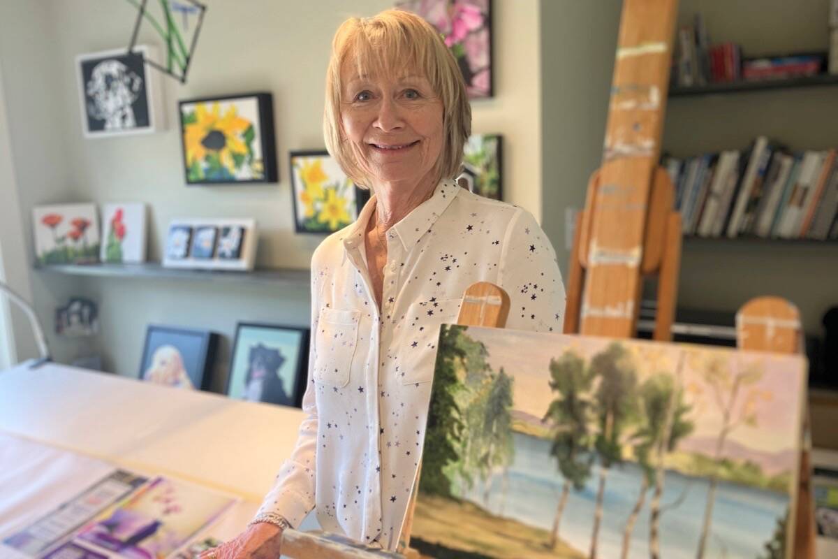 Painter Sue Leather is among the artists opening their studios to guests during the spring Oak Bay Community Artists Society studio tour on April 22 and 23. (Christine van Reeuwyk/News Staff)