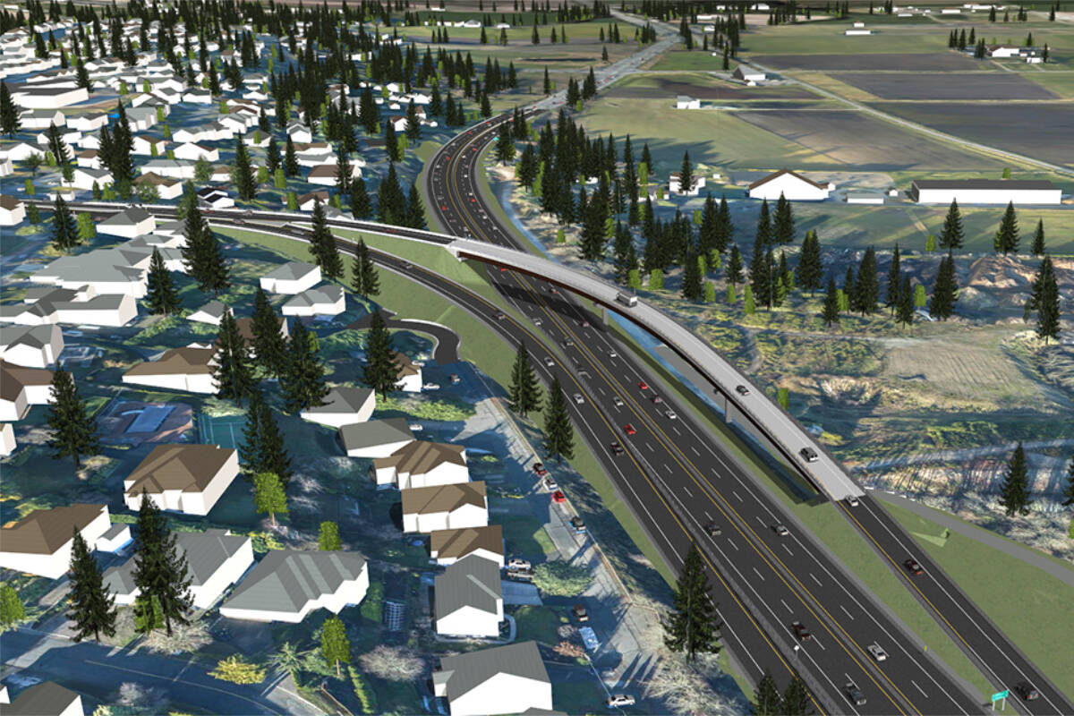 Construction on the Pat Bay Highway’s Keating Cross Road flyover is expected to begin in May. (Province of British Columbia/flickr)