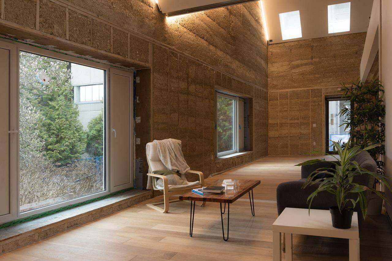 A room inside a ‘carbon-minimal’ building is seen in an undated handout photo. One of Canada’s first ‘carbon-minimal’ buildings made with hempcrete is officially open this week and it’s located on the University of British Columbia’s Vancouver campus. THE CANADIAN PRESS/HO-UBC