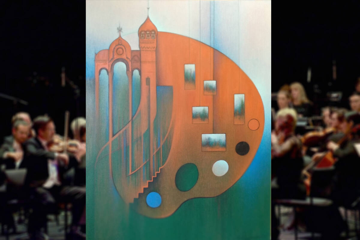 The Kyiv Roundabout, a painting by Nanaimo artist Gerda Hofman, is one of 10 visual art pieces selected for Vancouver Island Symphony’s Pictures at an Exhibition, featuring musical performances of compositions by by Modest Mussorgsky. (Image submitted/HA Photography photo)