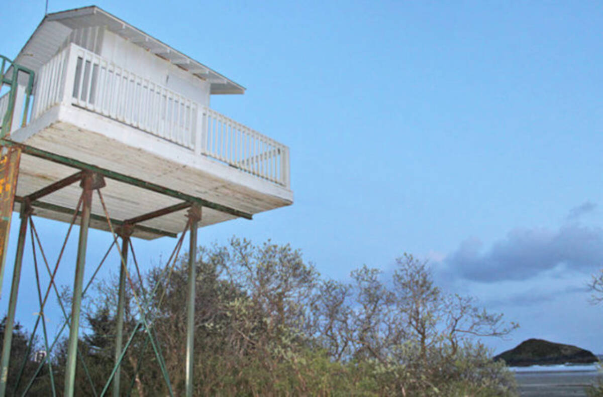 Surf guards onced looked out over Lovekin Rock from this tower before the program was axed by Parks Canada budget cuts in 2012. (Westerly file photo)