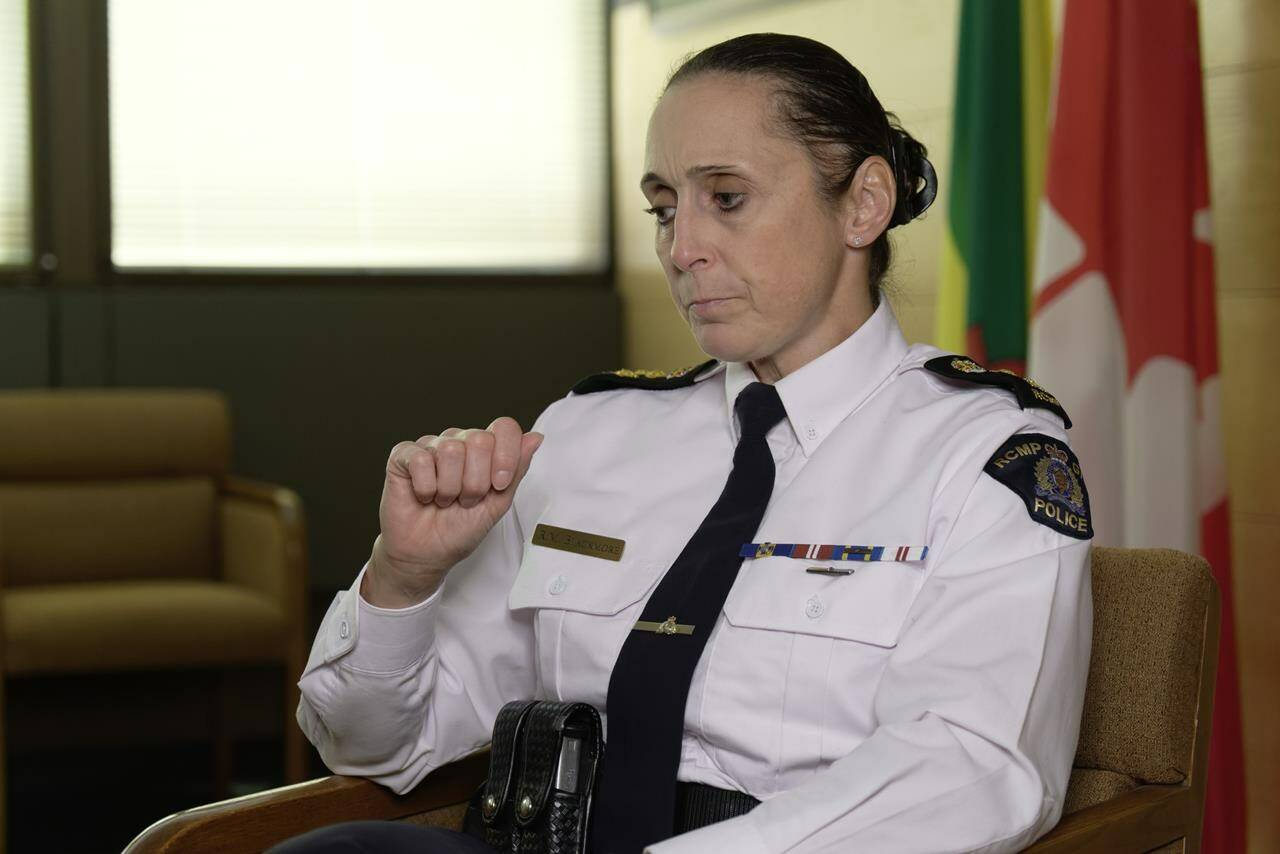 Mounties are scheduled to give an update today about what happened during a deadly mass stabbing in Saskatchewan last year. RCMP Assistant Commissioner Rhonda Blackmore previously committed to sharing a preliminary timeline of the rampage. Blackmore speaks during an interview with the Canadian Press at RCMP “F” Division in Regina, Friday, Oct. 7, 2022. THE CANADIAN PRESS/Michael Bell