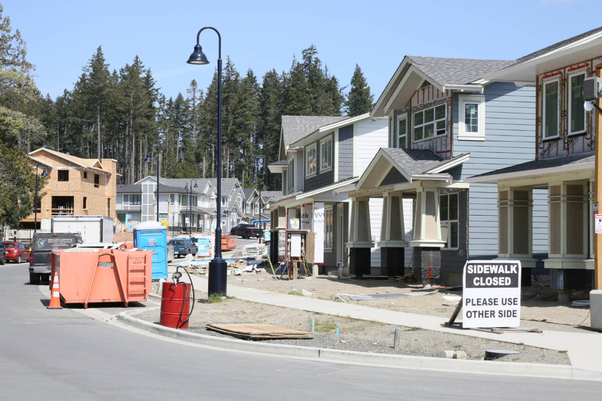 Homes under construction in the Royal Bay development in Colwood. (Katherine Engqvist/News Staff)