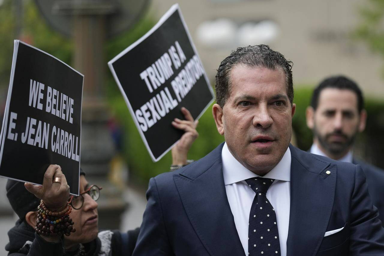 FILE - Attorney Joe Tacopina, a lawyer representing former President Donald Trump, arrives to federal court in New York, April 27, 2023. The lawyer for former President Donald Trump wants a mistrial in his client’s rape case, saying the judge overseeing the proceedings has ruled in a biased manner against him. Tacopina’s complaints were filed Monday, May 1, 2023 in Manhattan federal court. Tacopina complained that rulings by Judge Lewis A. Kaplan have been slanted in favor of writer E. Jean Carroll. (AP Photo/Seth Wenig, file)