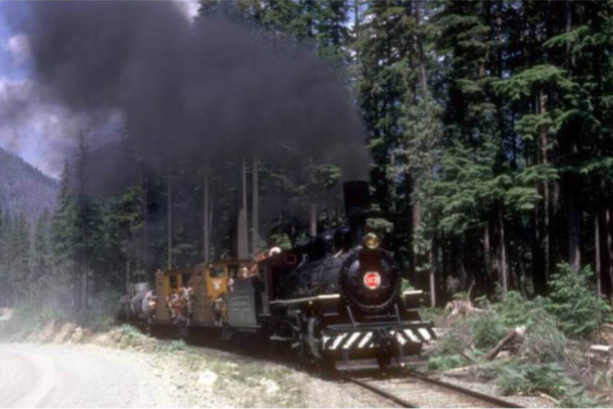 Loci #113 carrying spectators between Woss Camp and Woss Lake on the second annual Woss Lake Logger Sports Day. Photo dated June 14, 1969. (Photo supplied)