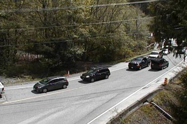 The DriveBC highway traffic camera looking south on Kangaroo Road at 12:15 p.m. on May 4. (DriveBC traffic camera)