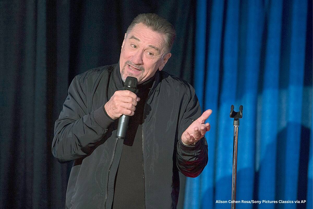 Robert De Niro performing stand up.