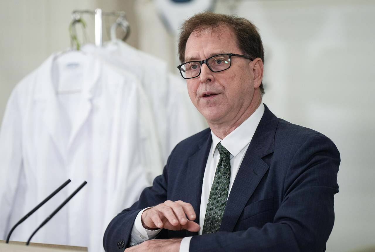 B.C. Health Minister Adrian Dix speaks during an announcement about funding coverage of application and assessment fees for internationally trained nurses, at Langara College in Vancouver, on Monday, January 9, 2023. THE CANADIAN PRESS/Darryl Dyck