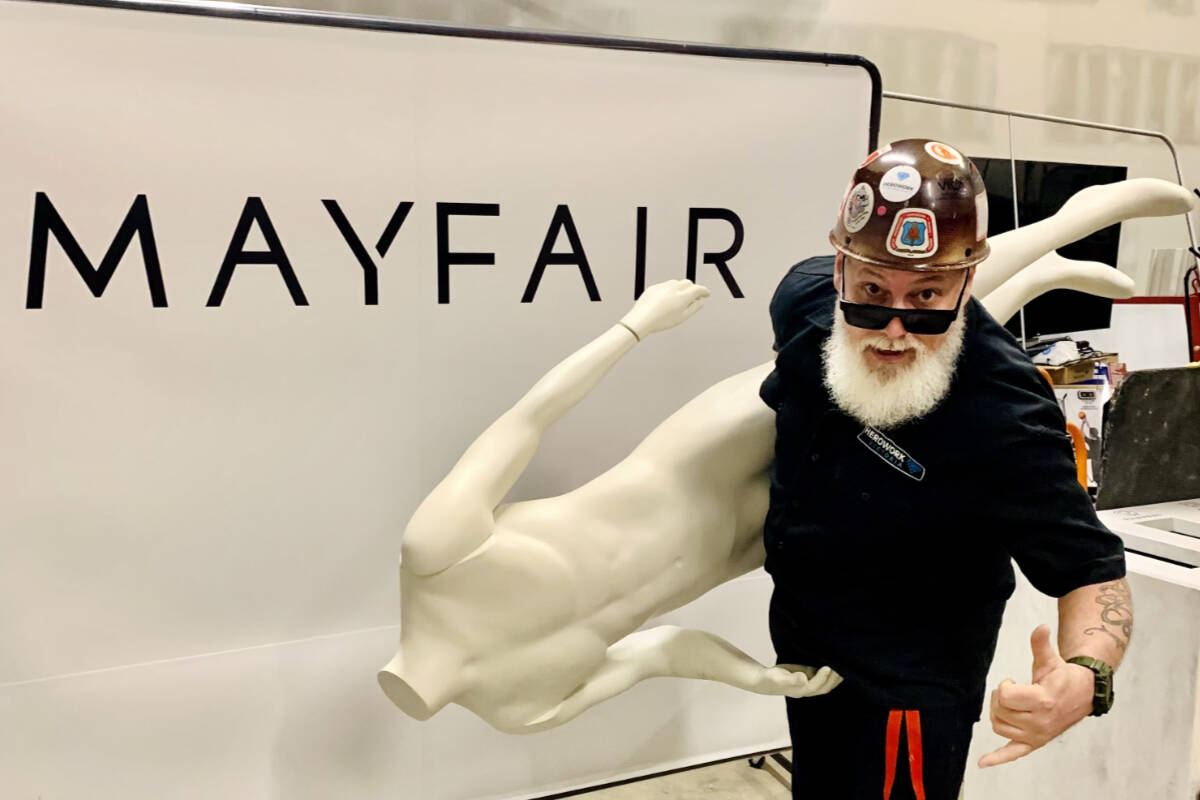 HeroWork Victoria general manager Trevor Botkin is living his life on display as a mannequin for 53 hours at Mayfair Shopping Centre. (Courtesy HeroWork)