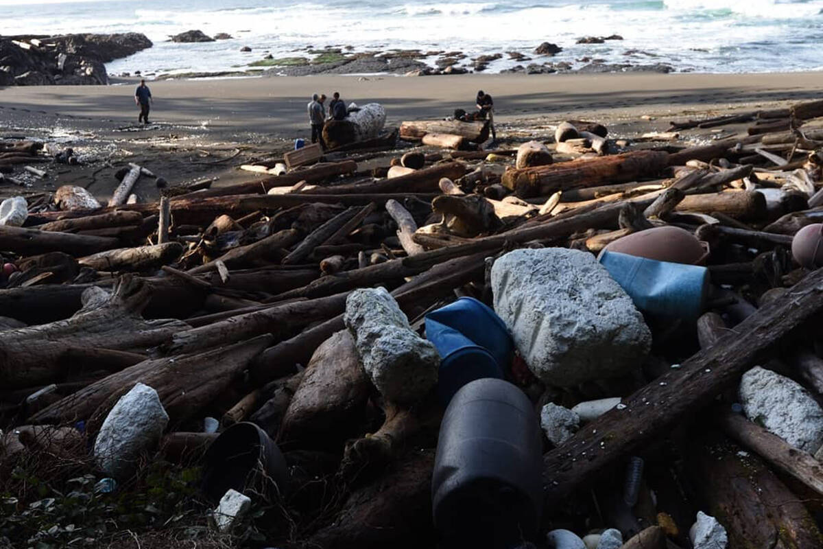 Styrofoam blocks and buoys washed up on the beach. Ashley Tapp photo