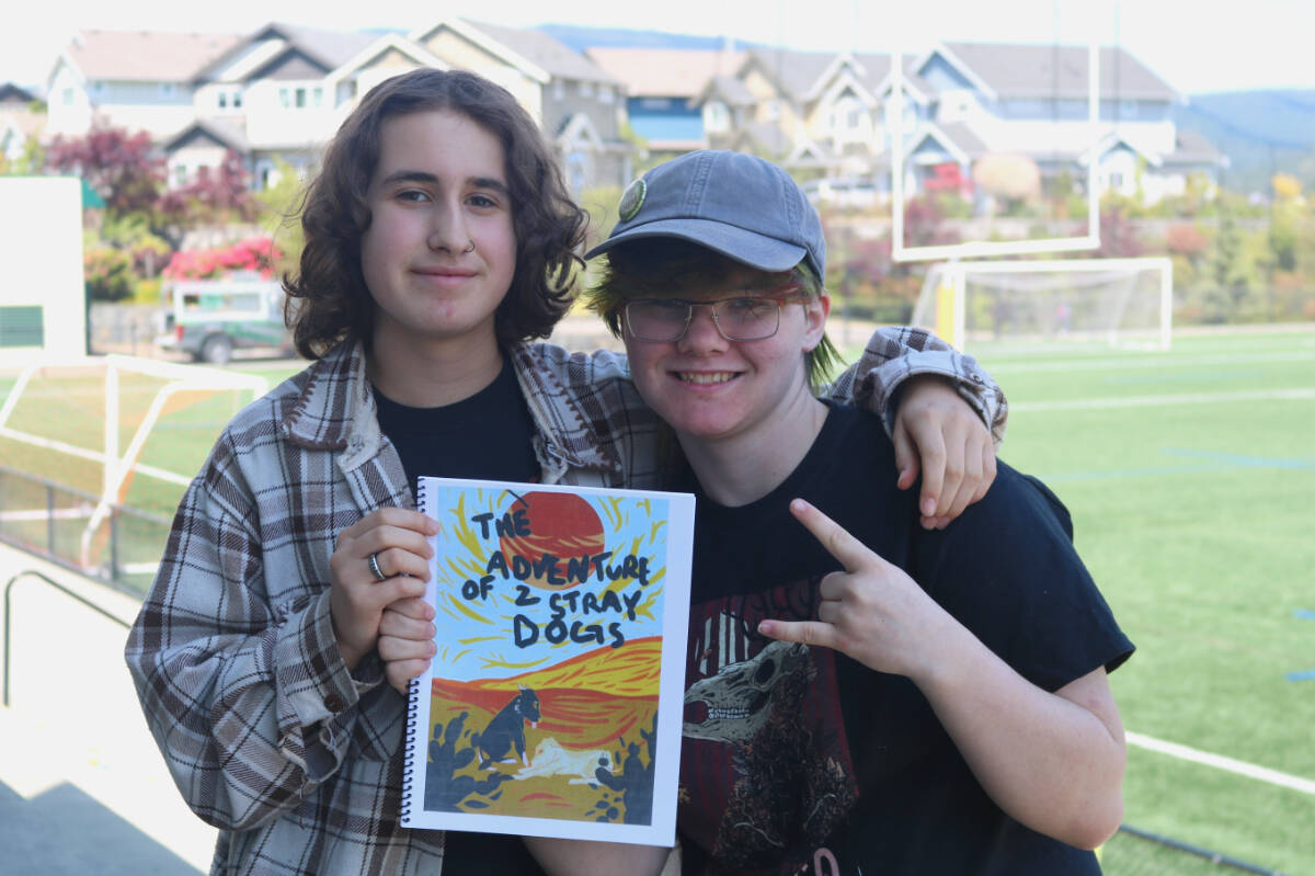 Teaghan Dillon (left) and Michael Lee Maizik (right) wrote and ilustrated respectively The Adventure of 2 Stray Dogs, in the hopes of raising awareness and funds for animal shelters. (Bailey Moreton/News Staff)