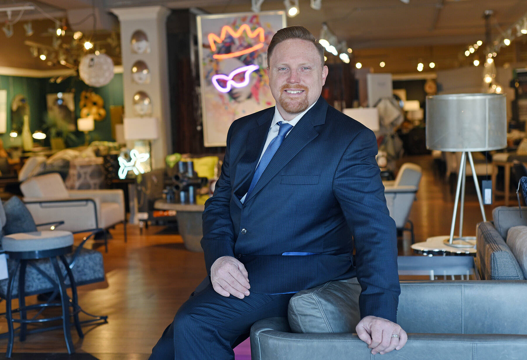 April 19, 2023 - Glenn Rogers, owner of Marshall's Home Living for Okanagan Business feature. Don Denton photo