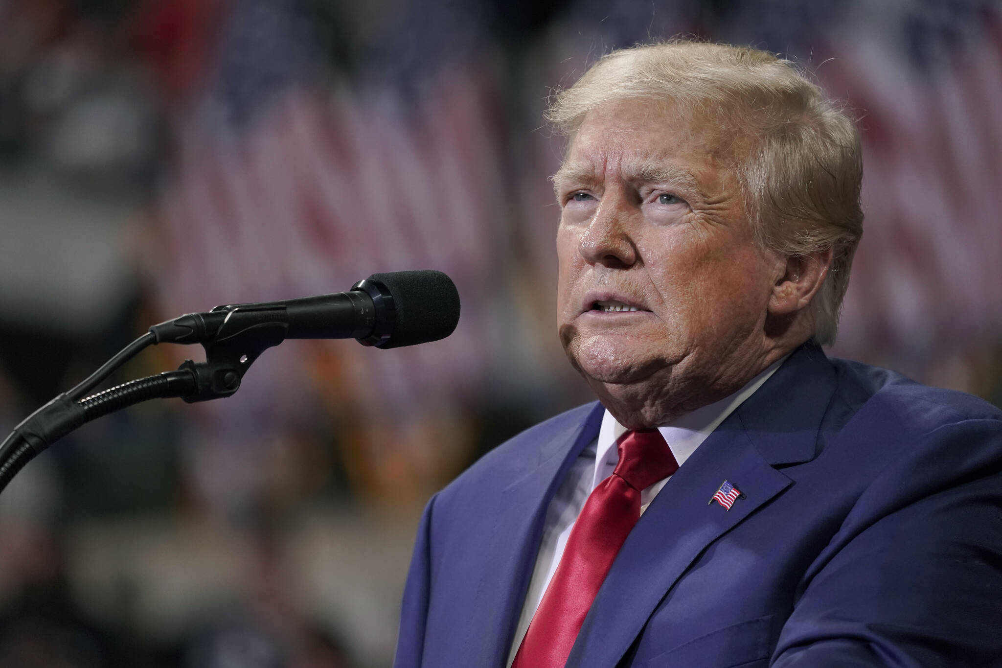 FILE - Former President Donald Trump speaks at a rally in Wilkes-Barre, Pa., Sept. 3, 2022. (AP Photo/Mary Altaffer, File)