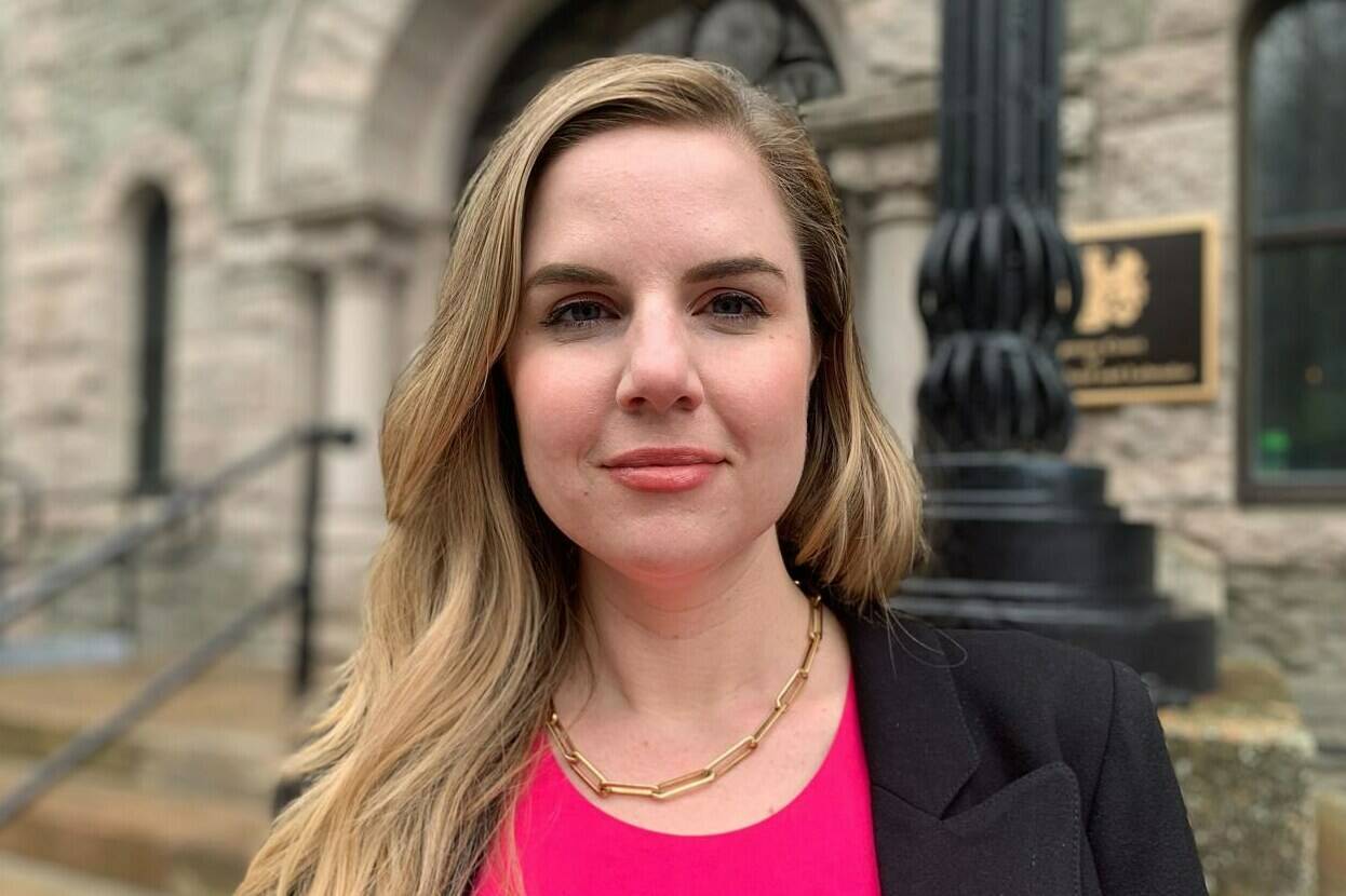 Kathryn Marshall poses for a photo at the Newfoundland and Labrador Supreme Court, in St. John’s, Tuesday, June 6, 2023. Marshall, a lawyer representing a woman who alleges she was sexually harassed by a former premier of the Northwest Territories, says her client would likely have to end her lawsuit if a judge determines it should be heard in Quebec. THE CANADIAN PRESS/Sarah Smellie