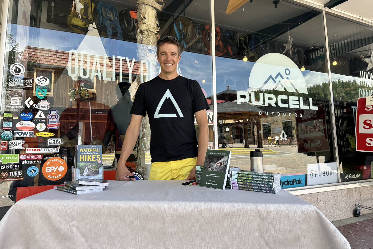 Steve Tersmette launches his new book Waterfall Hikes in the Canadian Rockies in the Platzl on Saturday, June 3. Paul Rodgers photo.