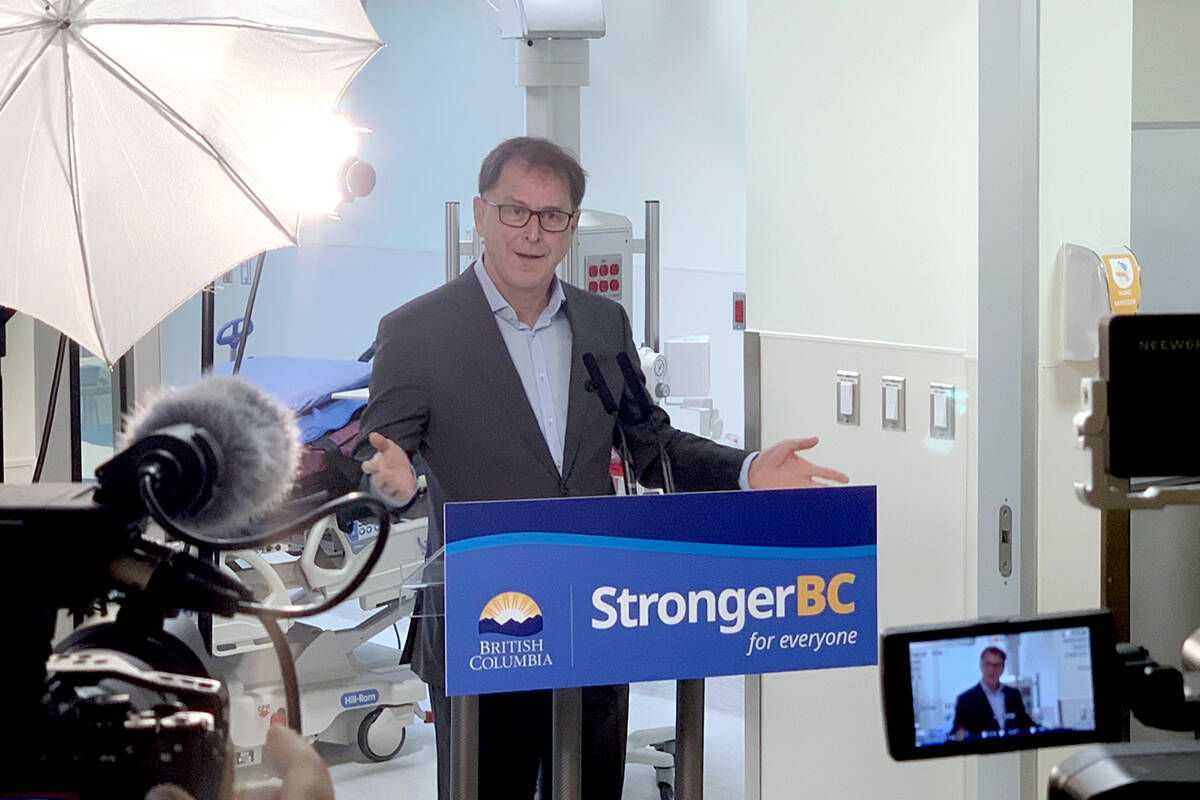 B.C. Minister of Health Adrian Dix, at a press conference Monday, June 19, announces that Nanaimo Regional General Hospital’s new intensive care unit will open to patients next week. (Bailey Seymour/News Bulletin)